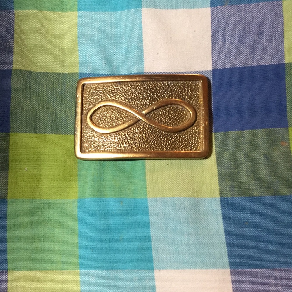 Infinity Belt Buckle Solid Brass Nail-Beaten Back - image 3